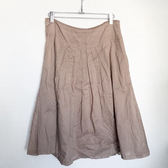 Banana Republic Pleated Polka Dot A Line Zipper Skirt 4 Taupe Office Preppy - Picture 2 of 5